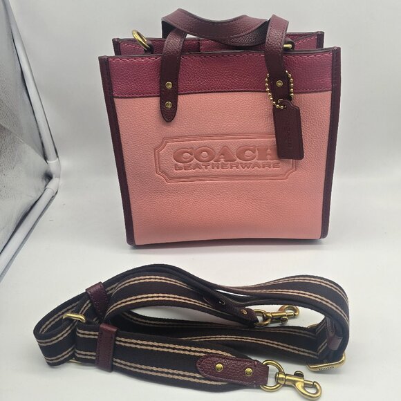 Coach Field Tote 22 Colorblock with Coach Badge Rouge Multi - Picture 1 of 8